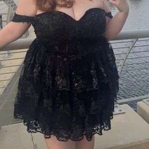 Elegant Black Lace Off-Shoulder Dress